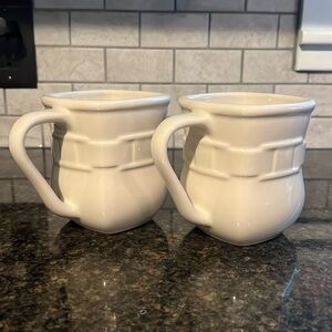 Longaberger Woven Traditions Square Ivory Mugs Set of 2